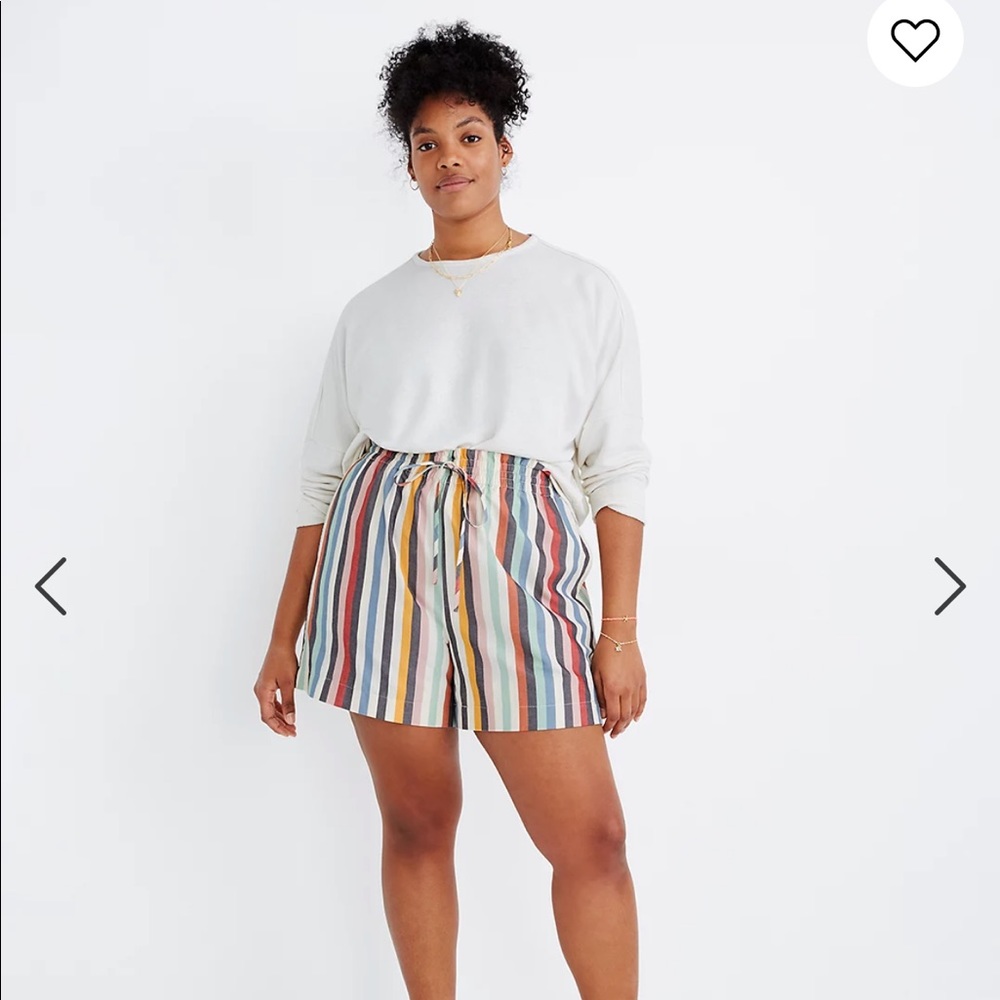 Smocked-Waist Pull-On Shorts in Rainbow Stripe